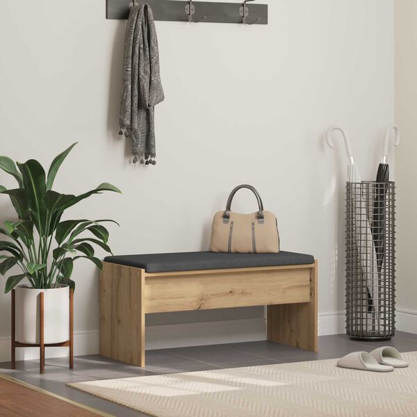vidaXL Klupa za hodnik s jastukom Umjetnički hrast 83 x 38 x 40 cm