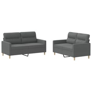 vidaXL 2-dijelni set sofa s jastucima tamnosivi od tkanine