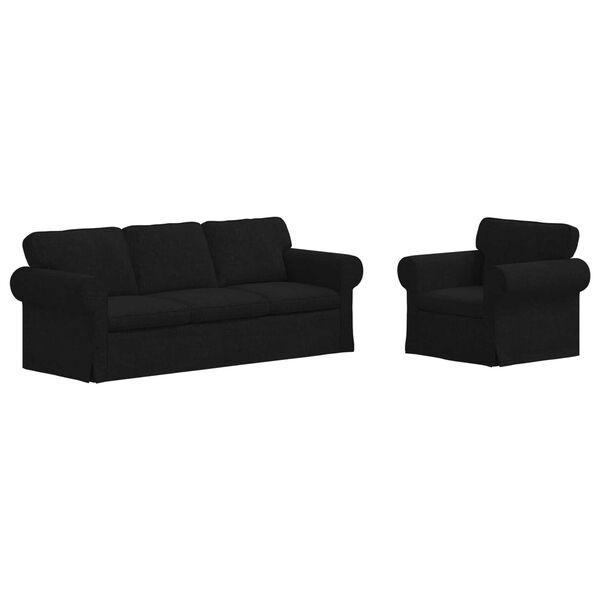 vidaXL Sofa 2 pcs Crna 215 x 82 x 80 cm tkanina