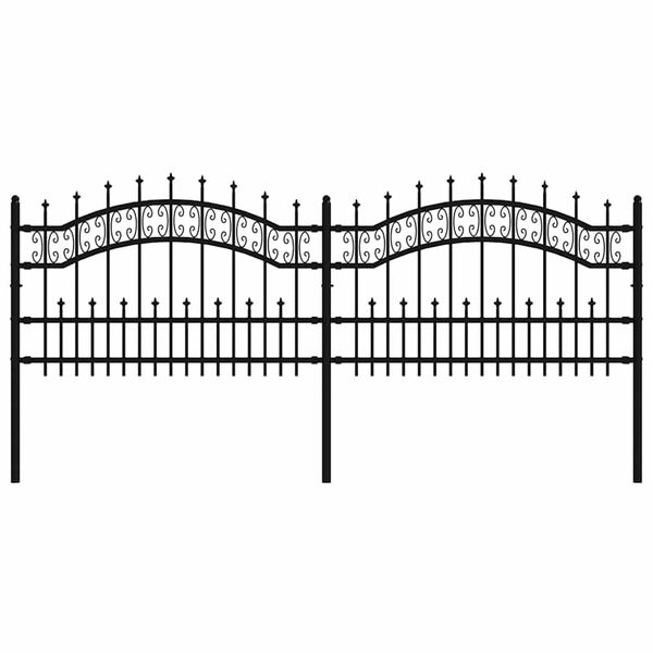 vidaXL Vrtna ograda s vrhom koplja crna 240 x 75 cm čelik s pra&scaron;kastim premazom