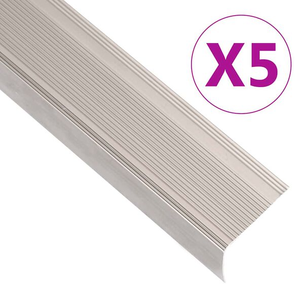 vidaXL Rubnjaci za stepenice L-oblika 5 kom aluminijski 90 cm bež