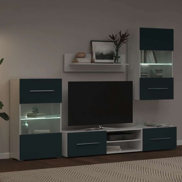 vidaXL TV jedinice od 5 dijelova s LED rasvjetom Matt Indigo