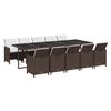 vidaXL 11-dijelni vrtni blagovaonski set s jastucima poliratan smeđi