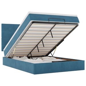 vidaXL Otomanski krevet s madracem&LED tamnoplavi 140x190cm bar&scaron;unasti