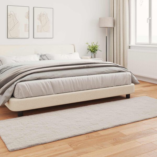 vidaXL Faux Rabbit Fur Rug Olite Bež 80 x 250 cm Poliester