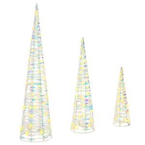 vidaXL Božićno drvce 3 kom. Topla bijela 20 x 20 x 80 cm PET