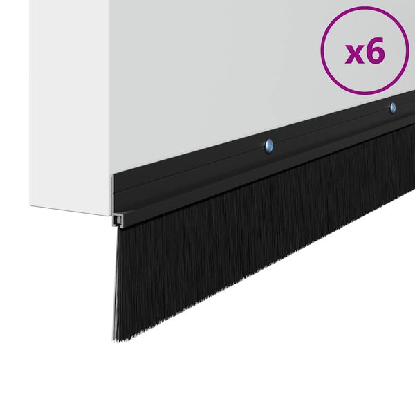 vidaXL Držač četke za vrata 6 pcs Crna 100 cm Aluminijski legura