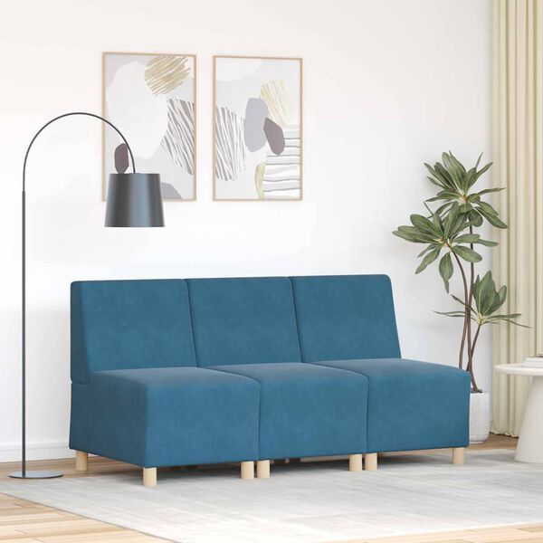 vidaXL Modularna sofa bez naslona 3 pcs Plava 55 x 74 x 82 cm Bar&scaron;un