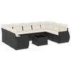 vidaXL 10-dijelni set vrtnih sofa s jastucima crni od poliratana
