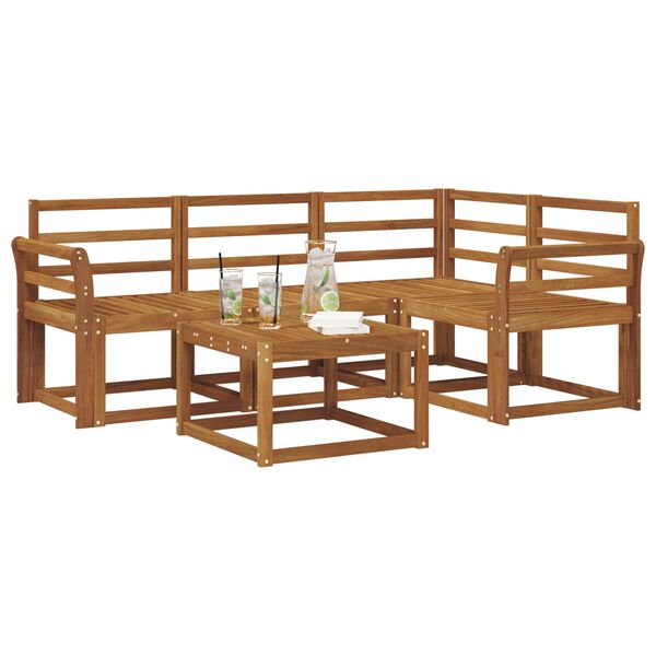 vidaXL Set vanjskih sofa 5 pcs Prirodna Čvrsto drvo akacije
