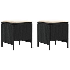 vidaXL Vrtni otoman 2 Komad Crna i Krema 38 x 38 x 45 cm PE ratan