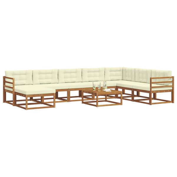 vidaXL Set vanjskih sofa s jastukom 9 pcs Prirodna i krem