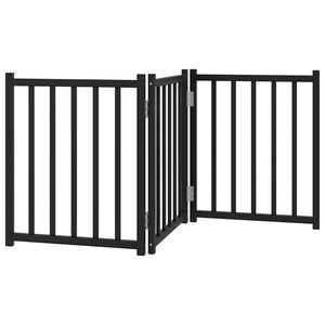 vidaXL Vrata za pse sklopiva 3 panela crna 150 cm od masivna jelovina