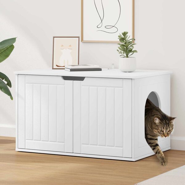 vidaXL Mačja Kuća Bijelo 85 x 55 x 50,5 cm Konstruirano drvo