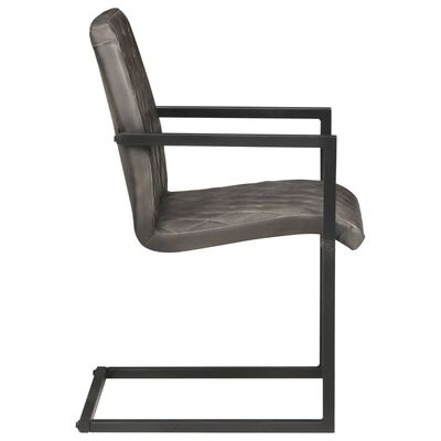 vidaXL Konzolne blagovaonske stolice od prave kože 4 kom sive