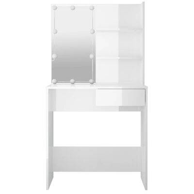 vidaXL Toaletni stolić s LED svjetlima sjajni bijeli 74,5x40x141 cm