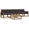 vidaXL Set vanjskih sofa s jastukom 5 pcs Prirodna i crna