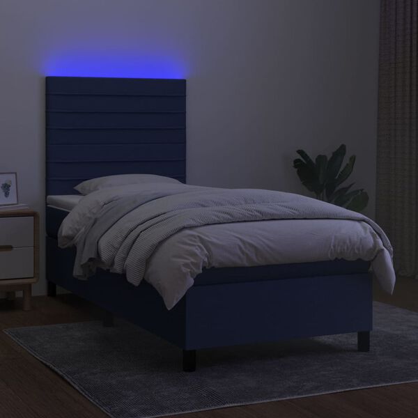 vidaXL Krevet box spring s madracem LED plavi 80 x 200 cm od tkanine