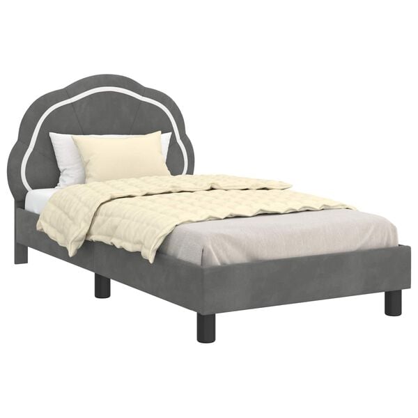 vidaXL Krevet za djecu s uzglavljem Tamno siva 80 x 160 cm Baršun