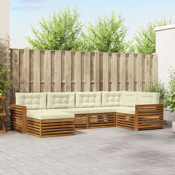 vidaXL Set vanjskih sofa s jastukom 6 pcs Prirodna i krem