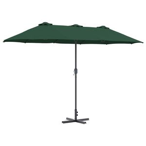 vidaXL Vrtni suncobran 370 x 197 x 239 cm Poliester i aluminij Zelena