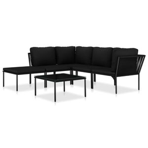 vidaXL 6-dijelna vrtna garnitura s jastucima crna PVC