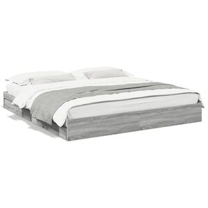 vidaXL Okvir za krevet s ladicama boja hrasta 200x200 cm drveni