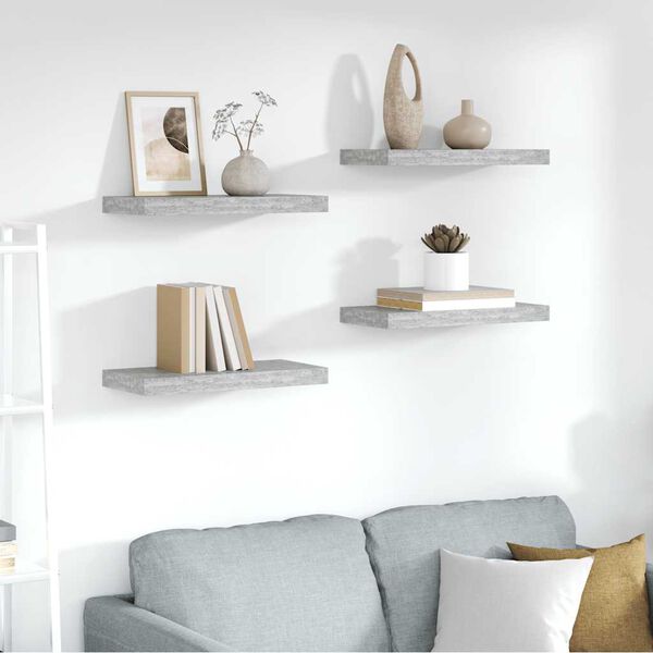 vidaXL Plutajuće zidne police 4 kom boja betona 50 x 23 x 3,8 cm MDF