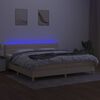 vidaXL Krevet box spring s madracem LED krem 200x200 cm od tkanine