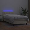 vidaXL Krevet box spring s madracem LED krem 80x200 cm od umjetne kože
