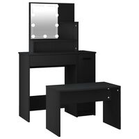 vidaXL Set toaletnog stolića LED crni od konstruiranog drva