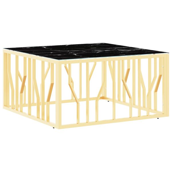 vidaXL Stolić za kavu zlatni 80 x 80 x 40 cm nehrđajući čelik i staklo