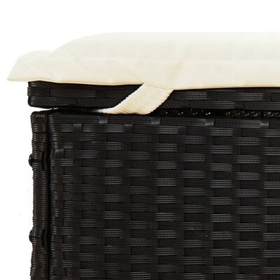 vidaXL Ležaj za sunčanje za 2 osobe s jastucima crni od poliratana