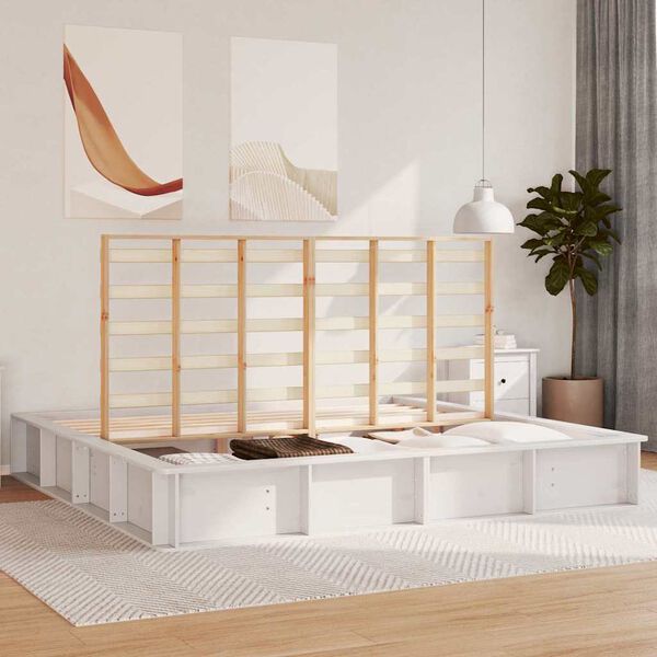 vidaXL Krevetna konstrukcija Bijelo 200 x 200 cm Čvrsto borovo drvo