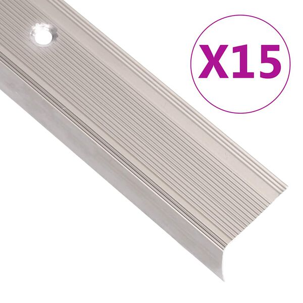 vidaXL Rubnjaci za stepenice L-oblika 15 kom aluminijski 90 cm bež