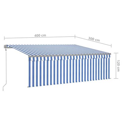 vidaXL Automatska tenda na uvlačenje s roletom 4 x 3 m plavo-bijela
