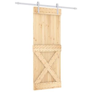 vidaXL Klizna vrata 80 x 210 cm Čvrsta borovina (neobrađena)