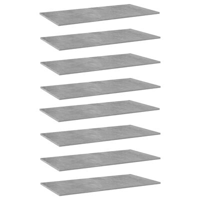 vidaXL Police za knjige 8 kom siva boja betona 80x30x1,5 cm od iverice