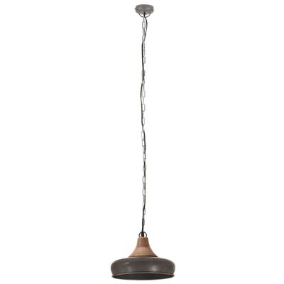vidaXL Industrijska viseća svjetiljka siva od željeza i drva 26 cm E27