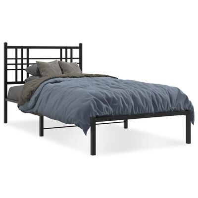vidaXL Metalni okvir za krevet s uzglavljem crni 90x190 cm