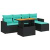 vidaXL 6-dijelni set vrtnih sofa s jastucima crni od poliratana