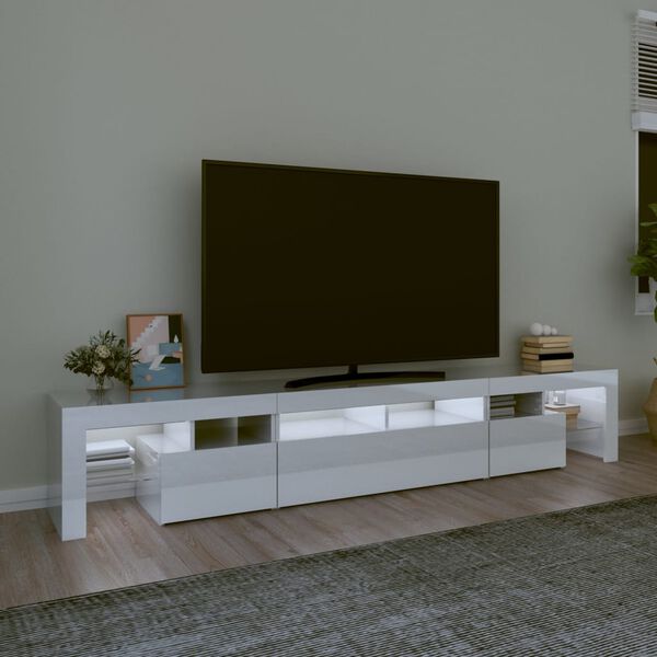 vidaXL TV ormarić s LED svjetlima visoki sjaj bijeli 230x36,5x40cm