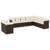vidaXL 10-dijelni set vrtnih sofa od poliratana s jastucima smeđi