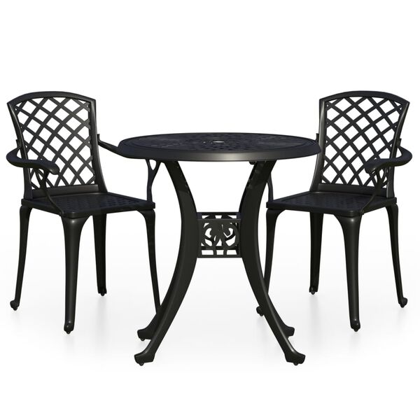 vidaXL 3-dijelni bistro set od lijevanog aluminija crni