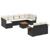 vidaXL 10-dijelni set vrtnih sofa s jastucima crni od poliratana