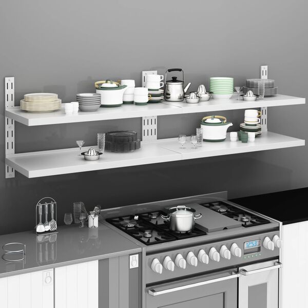 vidaXL Zidne police s 2 razine 2 kom od nehrđajućeg čelika 200 x 30 cm