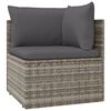 vidaXL kKutna vrtna sofa s jastukom siva 57 x 57 x 56 cm od poliratana
