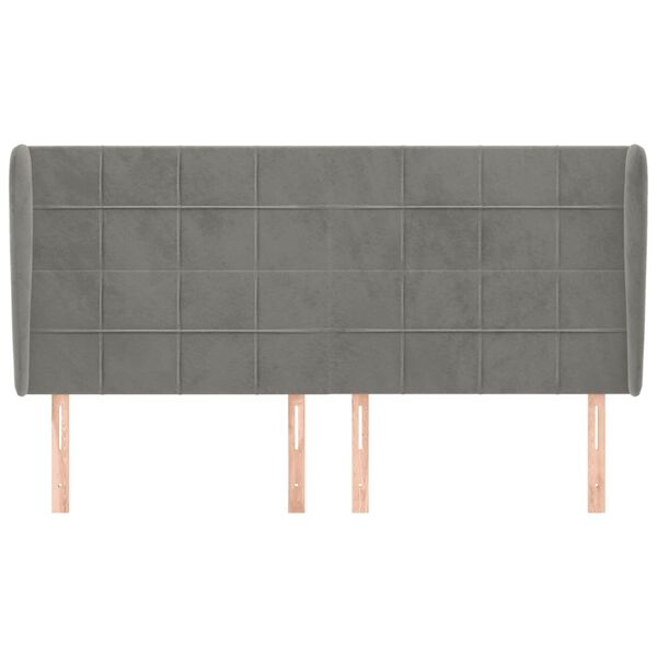 vidaXL Uzglavlje s ušima svjetlosivo 183x23x118/128 cm baršunasto