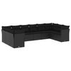 vidaXL 10-dijelni set vrtnih sofa s jastucima crni od poliratana