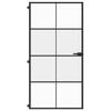 vidaXL Sobna vrata tanka crna 102,5x201,5 cm kaljeno staklo i aluminij